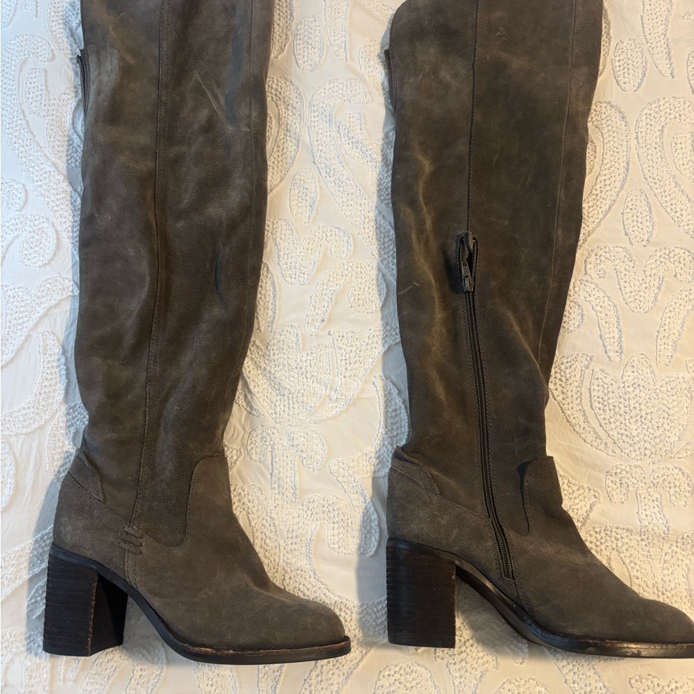 Nordstrom Over the Knee Gray Suede Boots